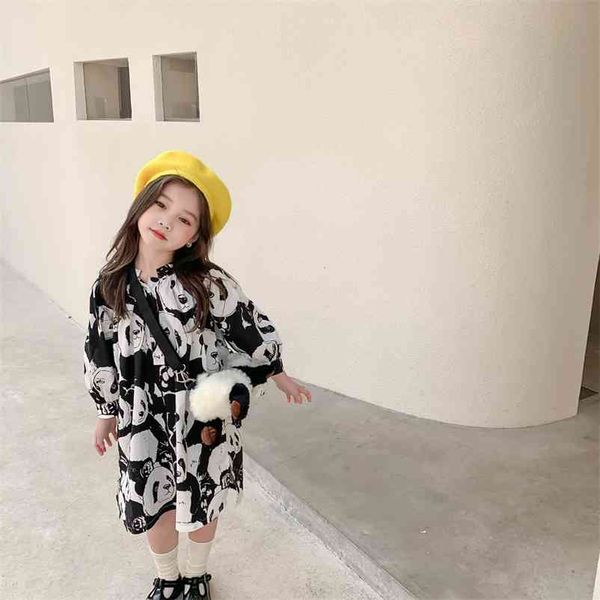 spring designer girls dress panda pattern loose cotton for kids lovely black white casual clothing long blouse 210529, Red;yellow
spring designer girls dress panda pattern loose cotton for kids lovely black white casual clothing long blouse 210529, Red;yellow