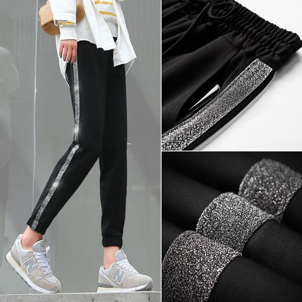 women's pants & capris fashion side stripe women harem 2021 autumn winter arrival female loose casual solid color classic trousers, Black;white
women's pants & capris fashion side stripe women harem 2021 autumn winter arrival female loose casual solid color classic trousers, Black;white