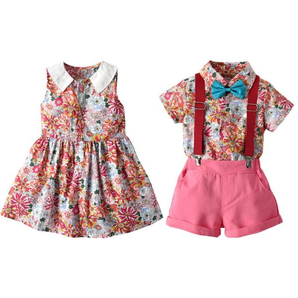 kids beach brother sister suit baby boys clothes floral shirt+overalls set girls dress summer children clothing sets, White
kids beach brother sister suit baby boys clothes floral shirt+overalls set girls dress summer children clothing sets, White