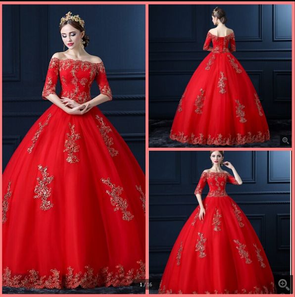latest style red tulle ball gown country wedding dresses lace appliques off the shoulder half sleeve vintage bridal gowns princess plus size, White
latest style red tulle ball gown country wedding dresses lace appliques off the shoulder half sleeve vintage bridal gowns princess plus size, White