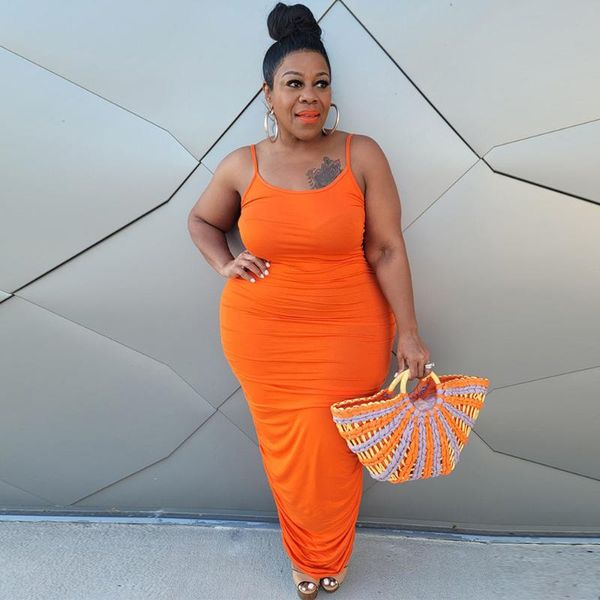 casual dresses xl-5xl large size spaghetti strap ruched maxi dress summer clothes for women 2021 office lady body-shaping bandage club, Black;gray 
casual dresses xl-5xl large size spaghetti strap ruched maxi dress summer clothes for women 2021 office lady body-shaping bandage club, Black;gray