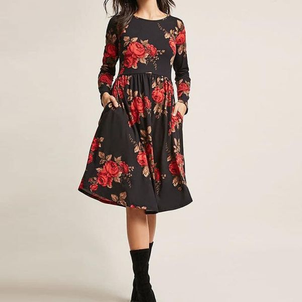 casual dresses woman vintage high waist dress 2021 fashion mid-long slim style printed female floral elegant one-piece vestidos, Black;gray
casual dresses woman vintage high waist dress 2021 fashion mid-long slim style printed female floral elegant one-piece vestidos, Black;gray