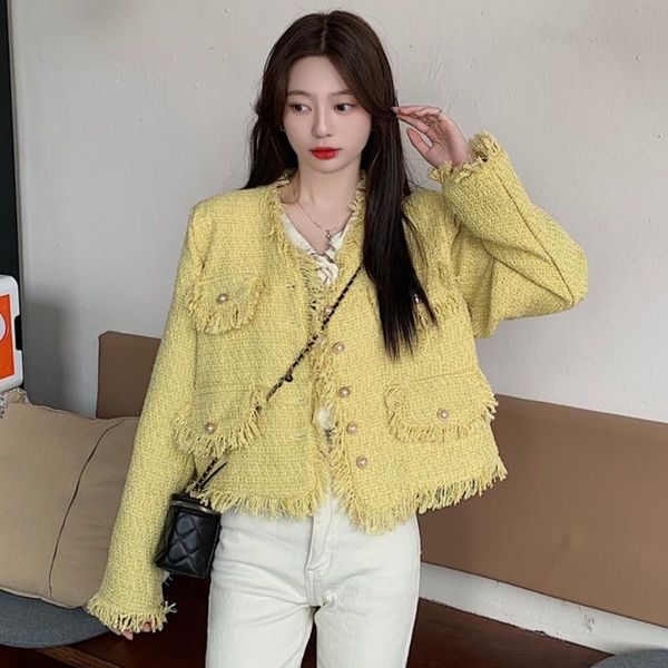 women's jackets wool coat spring and autumn 2021 korean chicv neck small fragrance coarse flower design top, Black;brown
women's jackets wool coat spring and autumn 2021 korean chicv neck small fragrance coarse flower design top, Black;brown