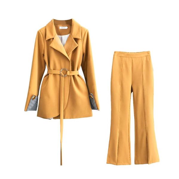 women's suits & blazers bgteever fashion lace up women pant suit slim waist blazer high flare ol style female 2 pieces set 2021, White;black
women's suits & blazers bgteever fashion lace up women pant suit slim waist blazer high flare ol style female 2 pieces set 2021, White;black