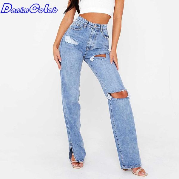 women's jeans denimcolab high waist straight pants women fashion leg split with holes washed denim ladies casual trousers, Blue
women's jeans denimcolab high waist straight pants women fashion leg split with holes washed denim ladies casual trousers, Blue