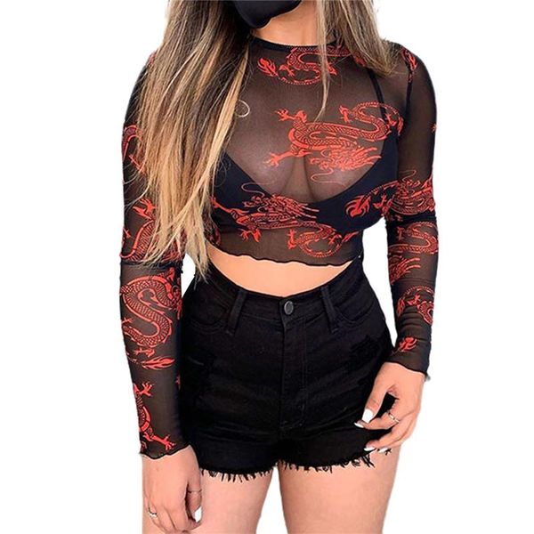 women's t-shirt female fashion see-through t-shirts casual o-neck sheer mesh dragon print long sleeve tee shirts women spring fall wea, White
women's t-shirt female fashion see-through t-shirts casual o-neck sheer mesh dragon print long sleeve tee shirts women spring fall wea, White
