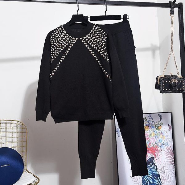 two piece dress autumn black knitted tracksuit women 2 set loose diamond long sleeve sweater + casual pencil pants suit outfits, White
two piece dress autumn black knitted tracksuit women 2 set loose diamond long sleeve sweater + casual pencil pants suit outfits, White