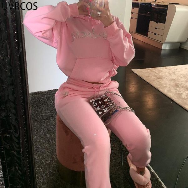 women's two piece pants uvrcos fall 2021 womens fashion diamonds letter patchwork set women long sleeve hoodie+lace up femme streetwear, White
women's two piece pants uvrcos fall 2021 womens fashion diamonds letter patchwork set women long sleeve hoodie+lace up femme streetwear, White