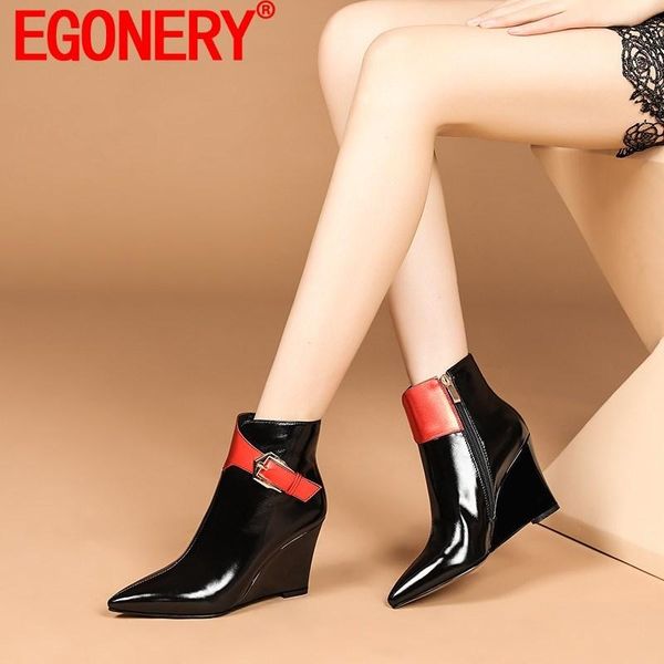 boots egonery drop ankle winter style women shoes pointed toe patent genuine leather high heel wedges fashion booties, Black
boots egonery drop ankle winter style women shoes pointed toe patent genuine leather high heel wedges fashion booties, Black