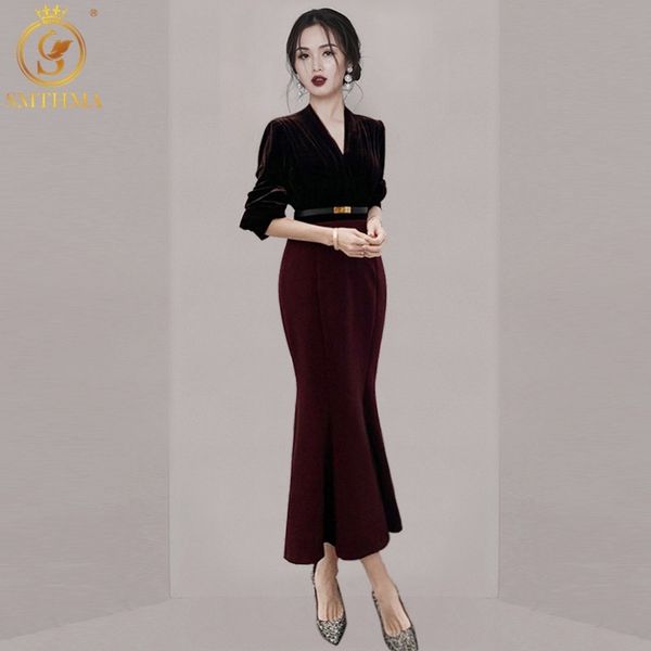 vintage patchwork velvet women mermaid long dress v-neck ruffles female elegant slim waist winter vestidos with belt 210520, Black;gray
vintage patchwork velvet women mermaid long dress v-neck ruffles female elegant slim waist winter vestidos with belt 210520, Black;gray