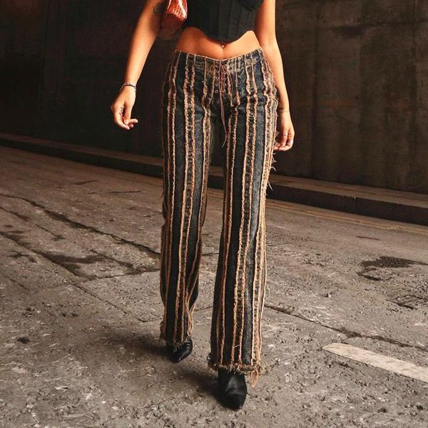 women's jeans 90s vintage aesthetic tassel women low waist straight leg pants stitched distressed contrast denim trousers streetwear, Blue
women's jeans 90s vintage aesthetic tassel women low waist straight leg pants stitched distressed contrast denim trousers streetwear, Blue