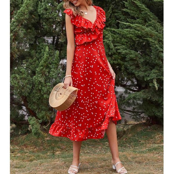 casual dresses red elegant party polka-dot print dress women high-waisted sweet ruffled slim-fit summer romantic sleeveless maxi 2021, Black;gray
casual dresses red elegant party polka-dot print dress women high-waisted sweet ruffled slim-fit summer romantic sleeveless maxi 2021, Black;gray