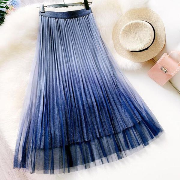 gradient tulle skirt women jupe femme korean fashion high waist a line mesh long tutu blue yarn pleated maxi skirts, Black
gradient tulle skirt women jupe femme korean fashion high waist a line mesh long tutu blue yarn pleated maxi skirts, Black