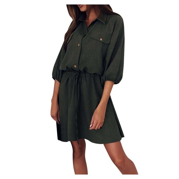 women spring pleated shirt dress 2021 casual three quarter sleeve ruffles loose mini ladies a line office vestidos robe dresses, Black;gray
women spring pleated shirt dress 2021 casual three quarter sleeve ruffles loose mini ladies a line office vestidos robe dresses, Black;gray