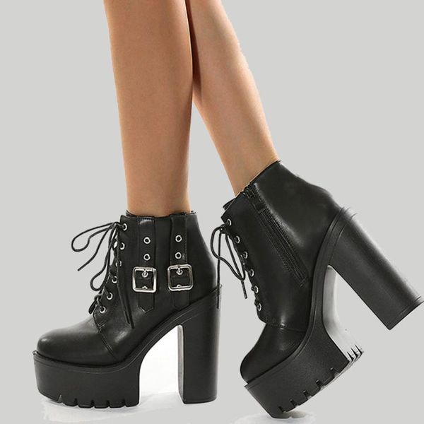 boots brand sale fashion cool rivets square high heels chunky platform buckles shoelaces motorcycles ankle women shoes, Black
boots brand sale fashion cool rivets square high heels chunky platform buckles shoelaces motorcycles ankle women shoes, Black