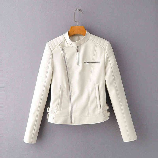 fashion moto style women pu leather coats spring white cool ladies jackets casual female faux pockets girls coat 210427, Black
fashion moto style women pu leather coats spring white cool ladies jackets casual female faux pockets girls coat 210427, Black