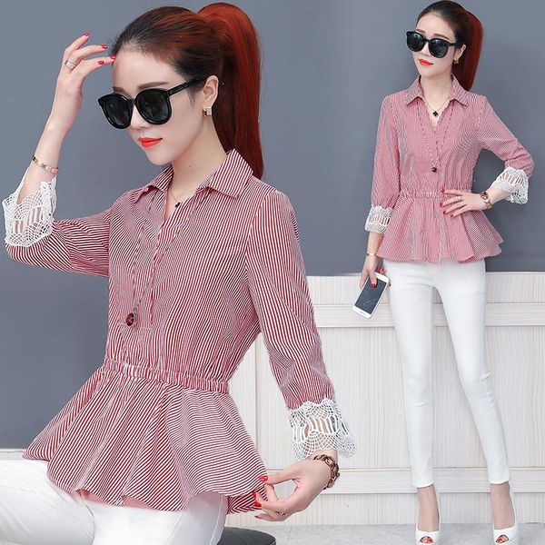 women's blouses & shirts spring autumn 2021 women lace spliced long sleeve shirt female draw back stripe v-neck girl fashion, White
women's blouses & shirts spring autumn 2021 women lace spliced long sleeve shirt female draw back stripe v-neck girl fashion, White