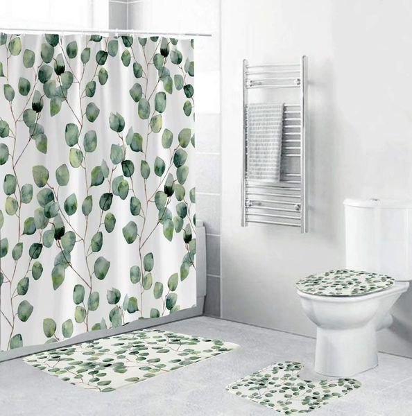shower four-piece toilet cushion u-shaped cushion floor mat curtain watercolor green flowers eucalyptus leaves home bathroom
shower four-piece toilet cushion u-shaped cushion floor mat curtain watercolor green flowers eucalyptus leaves home bathroom
