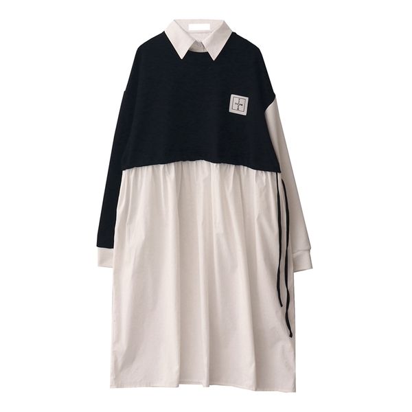 spring female loose casual turn down collar long sleeve patchwork panelled drawstring sweatshirt dress 8y698 210510, Black;gray
spring female loose casual turn down collar long sleeve patchwork panelled drawstring sweatshirt dress 8y698 210510, Black;gray