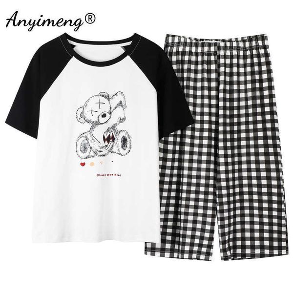 pijamas women summer cotton sleepwear preppy style short sleeved quarter pant two piece set bear printing pajamas for teen girls 210622, Black;red
pijamas women summer cotton sleepwear preppy style short sleeved quarter pant two piece set bear printing pajamas for teen girls 210622, Black;red
