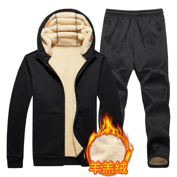 men's hoodies & sweatshirts hoodie coat jackets winter tracksuits men set thick fleece hoodies+pants suit zipper hooded sweatshirt outw, Black
men's hoodies & sweatshirts hoodie coat jackets winter tracksuits men set thick fleece hoodies+pants suit zipper hooded sweatshirt outw, Black