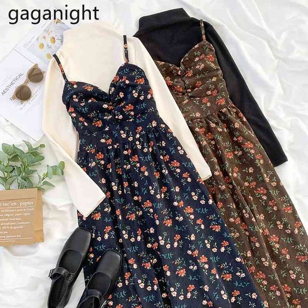 gaganight women two pieces set vintage floral spaghetti strap dress+solid half turtleneck pullover suit femme outfits 210519, White
gaganight women two pieces set vintage floral spaghetti strap dress+solid half turtleneck pullover suit femme outfits 210519, White
