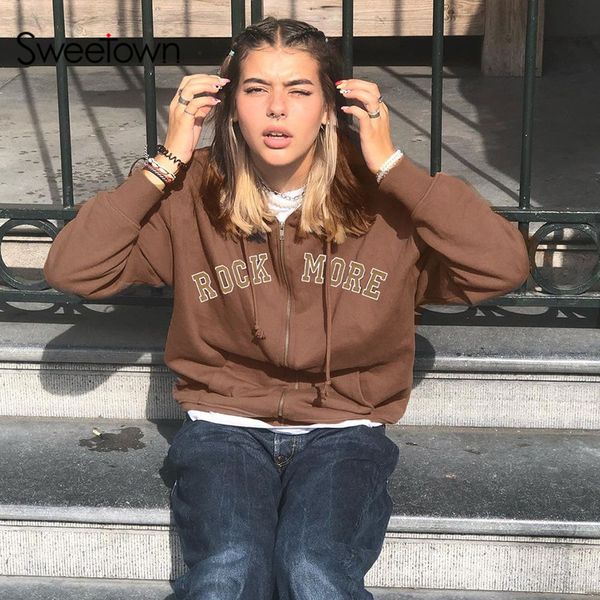 sweetown zip up brown y2k hoodies vintage long sleeve 90s aesthetic hooded sweatshirt women letter print winter jackets coats, Black;white
sweetown zip up brown y2k hoodies vintage long sleeve 90s aesthetic hooded sweatshirt women letter print winter jackets coats, Black;white