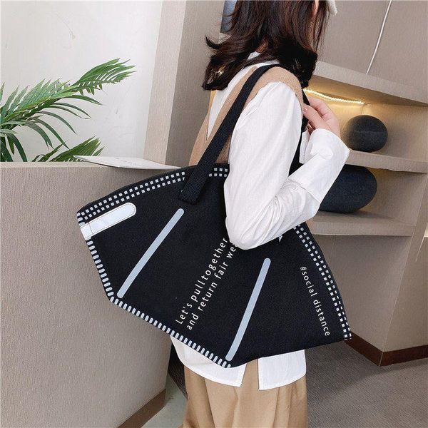 fashion women large capacity mask shape shopping bag canvas shoulder home storage bags
fashion women large capacity mask shape shopping bag canvas shoulder home storage bags