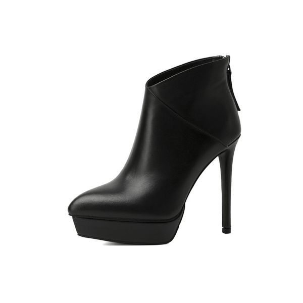 winter short boots women designer round toe block hight heel soft natural genuine leather party wedding fashion luxury platform yn48-b801-2, Black 
winter short boots women designer round toe block hight heel soft natural genuine leather party wedding fashion luxury platform yn48-b801-2, Black