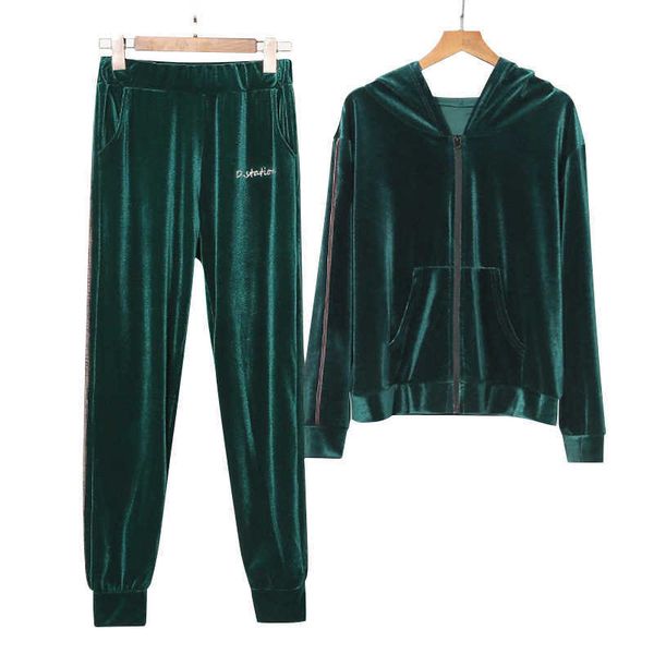 fashion women tracksuits long sleeve zipper hooded loose clothing 2 piece set suits ladies casual velvet trackpants 210930, White
fashion women tracksuits long sleeve zipper hooded loose clothing 2 piece set suits ladies casual velvet trackpants 210930, White