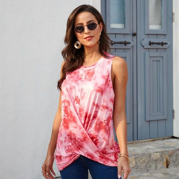 women's t-shirt tie dye tank wrap knotted women sleeveless t shirt round neck tunic tee, White
women's t-shirt tie dye tank wrap knotted women sleeveless t shirt round neck tunic tee, White