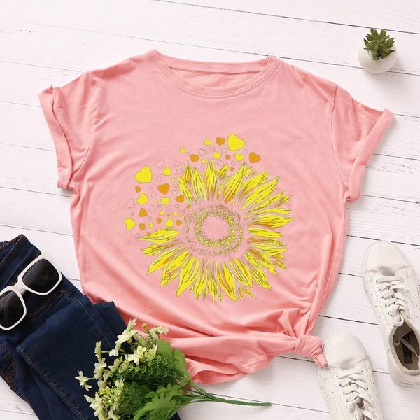 women short sleeve cotton t-shirts graphic tees summer tee for female casual oversized clothes floral sunflower shirt women's t-shi, White
women short sleeve cotton t-shirts graphic tees summer tee for female casual oversized clothes floral sunflower shirt women's t-shi, White