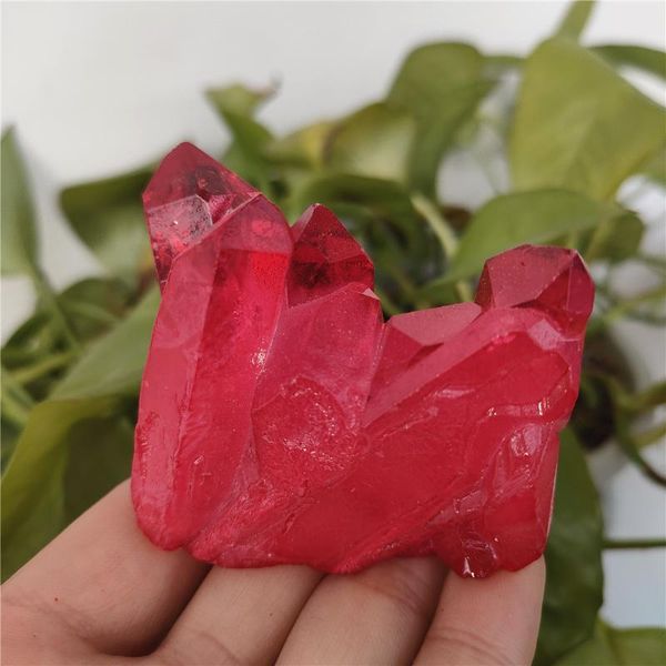 decorative objects & figurines 1pc 80-100g red titanium rainbow aura lemurian quartz cluster crystal point healing crystals stones