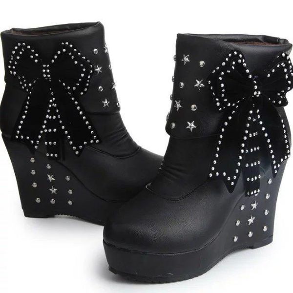 boots wedge ankle female 2021 autumn and winter korean version of the bow rivet women's, Black
boots wedge ankle female 2021 autumn and winter korean version of the bow rivet women's, Black