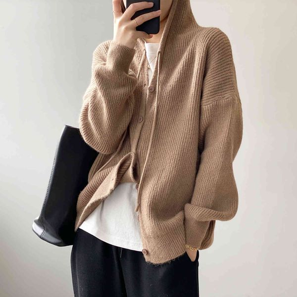 mooirue spring casaul women knitted cardigam hooded solid color loose brown white khaki green sweater coat x1ou, White;black
mooirue spring casaul women knitted cardigam hooded solid color loose brown white khaki green sweater coat x1ou, White;black