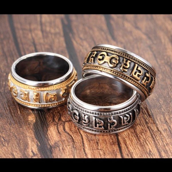 cluster rings mantra rotatable ring men titanium steel tide retro domineering personality single index finger with jewelry, Golden;silver
cluster rings mantra rotatable ring men titanium steel tide retro domineering personality single index finger with jewelry, Golden;silver