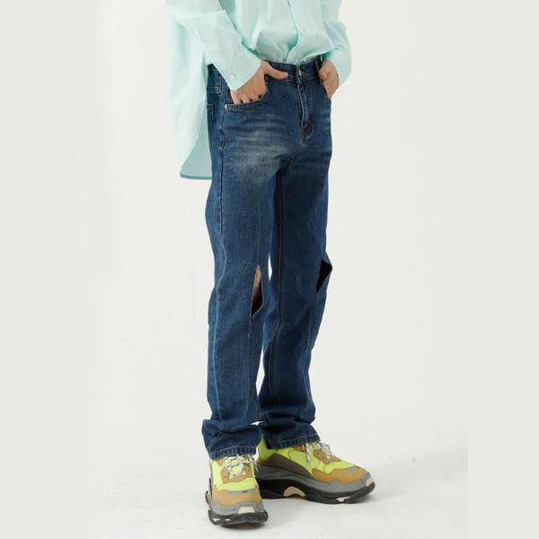 men's jeans men streetwear trousers knee hole male korean fashion casual straight denim pants vibe style man, Blue
men's jeans men streetwear trousers knee hole male korean fashion casual straight denim pants vibe style man, Blue