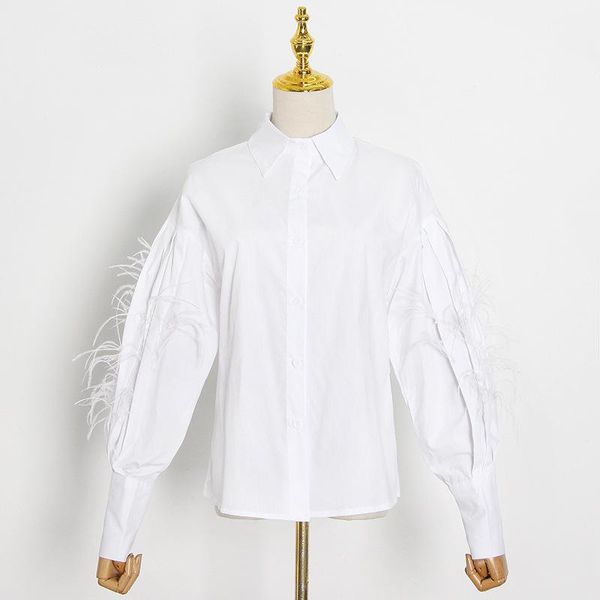 spring fashion temperament casual simple lapel feather stitching single breasted design loose shirt women's blouses & shirts, White
spring fashion temperament casual simple lapel feather stitching single breasted design loose shirt women's blouses & shirts, White