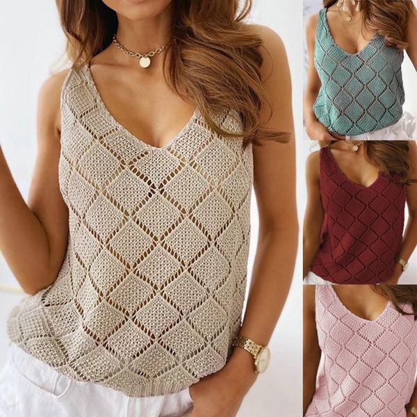 women's tanks & camis summer style diamond hollow v-neck mature solid color knitted vest women, White
women's tanks & camis summer style diamond hollow v-neck mature solid color knitted vest women, White