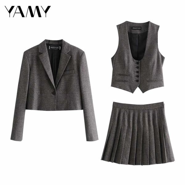 za winter latest plaid short casual suit blazer college style retro gray woman jacket office lady women 210930, White;black
za winter latest plaid short casual suit blazer college style retro gray woman jacket office lady women 210930, White;black