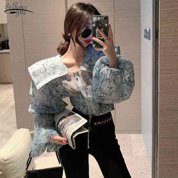 fashion female lantern sleeve elegant perspective zipper blouses autumn women's big turn down collar printing shirt 13965 210521, White
fashion female lantern sleeve elegant perspective zipper blouses autumn women's big turn down collar printing shirt 13965 210521, White