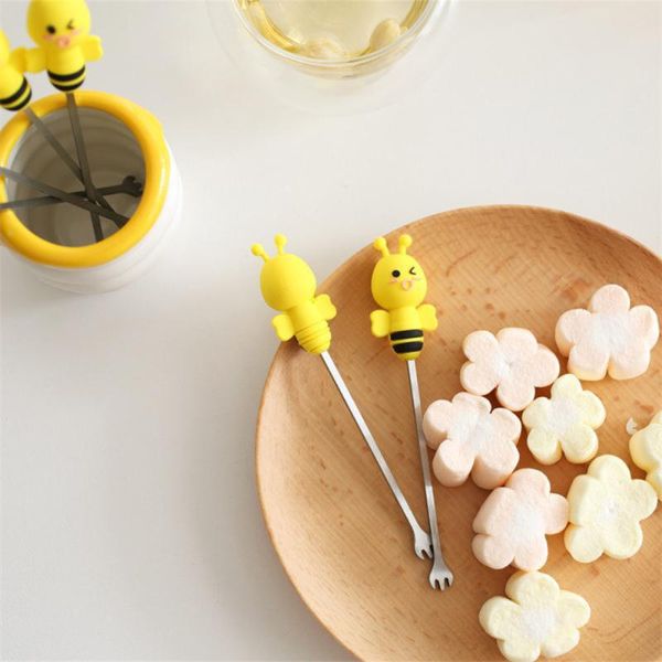 forks 6pcs silicone bee fruit set stainless steel dessert picks with ceramic holder for party and daily use
forks 6pcs silicone bee fruit set stainless steel dessert picks with ceramic holder for party and daily use