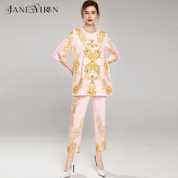 women's two piece pants janeyiren fashion runway autumn pink suit loose printed beading half sleeve and slim midi 2 pieces set, White
women's two piece pants janeyiren fashion runway autumn pink suit loose printed beading half sleeve and slim midi 2 pieces set, White