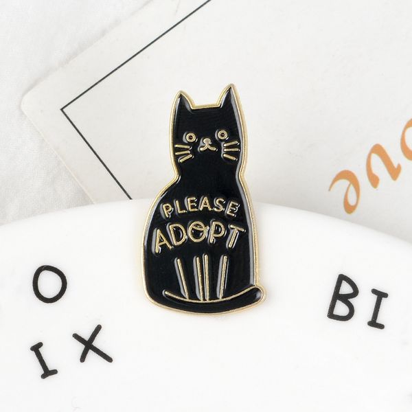 funny black cat brooches animal cartoon letter please adopt gold plated enamel pins alloy brooch for girls denim jacket badge jewelry gift f, Gray
funny black cat brooches animal cartoon letter please adopt gold plated enamel pins alloy brooch for girls denim jacket badge jewelry gift f, Gray