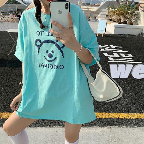 women's t-shirt short sleeve 2021 spring korean style anti-aging cartoon printed loose all-match mid-length top, White
women's t-shirt short sleeve 2021 spring korean style anti-aging cartoon printed loose all-match mid-length top, White