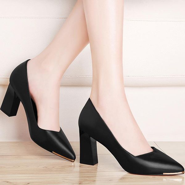 dress shoes high-heeled 2021 thick-heeled women's office professional pointed leather shallow to work slip-on modern, Black
dress shoes high-heeled 2021 thick-heeled women's office professional pointed leather shallow to work slip-on modern, Black