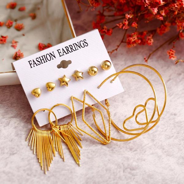 stud 12pcs/6 pair ladies love tassel earring set ear jewelry fashion accessories earrings for women trendy 2021, Golden;silver
stud 12pcs/6 pair ladies love tassel earring set ear jewelry fashion accessories earrings for women trendy 2021, Golden;silver