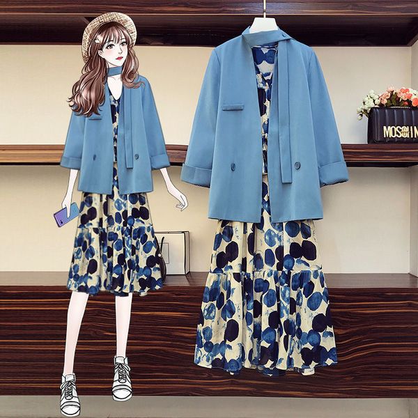 plus size female autumn suits blazer print jacket hanging neck and floral dress set of two lady y021 tiles m1g2, Black;gray
plus size female autumn suits blazer print jacket hanging neck and floral dress set of two lady y021 tiles m1g2, Black;gray