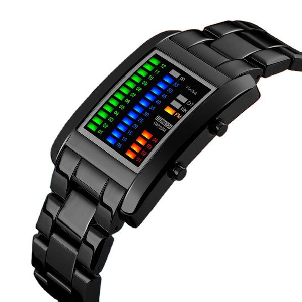 kasi led watch lovers men women stainless steel blue binary luminous leds electronic display sport watches fashion wristwatches, Slivery;brown
kasi led watch lovers men women stainless steel blue binary luminous leds electronic display sport watches fashion wristwatches, Slivery;brown
