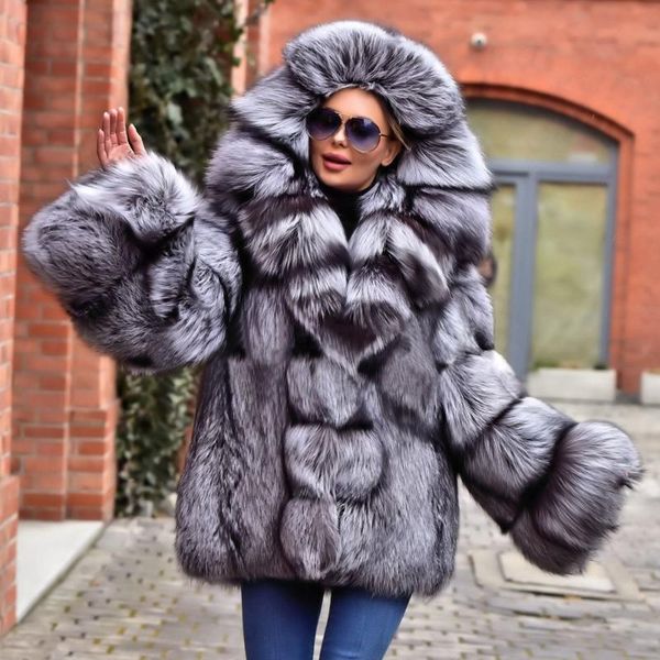 women's fur & faux winter fashion real silver jacket medium length whole skin genuine coat with big hood warm overcoats, Black
women's fur & faux winter fashion real silver jacket medium length whole skin genuine coat with big hood warm overcoats, Black
